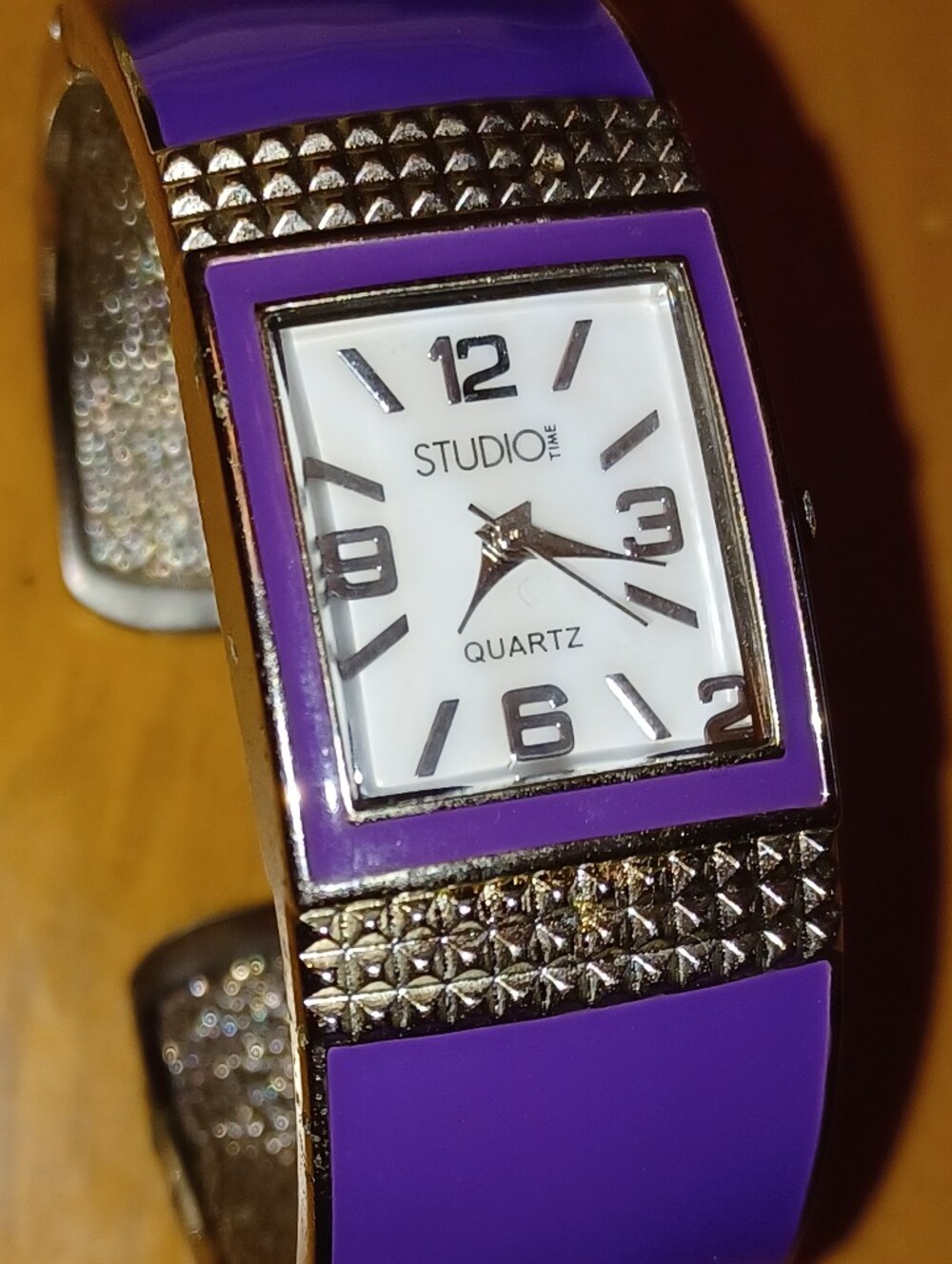 Studio Time Purple Enamel Cuff Bracelet Watch